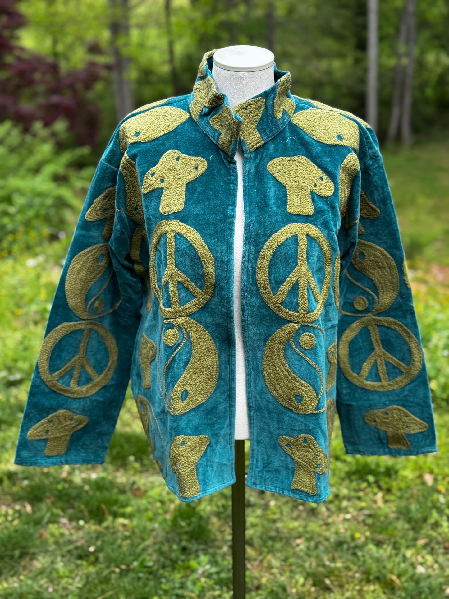 Peace Mushroom Chain Stitched Jacket