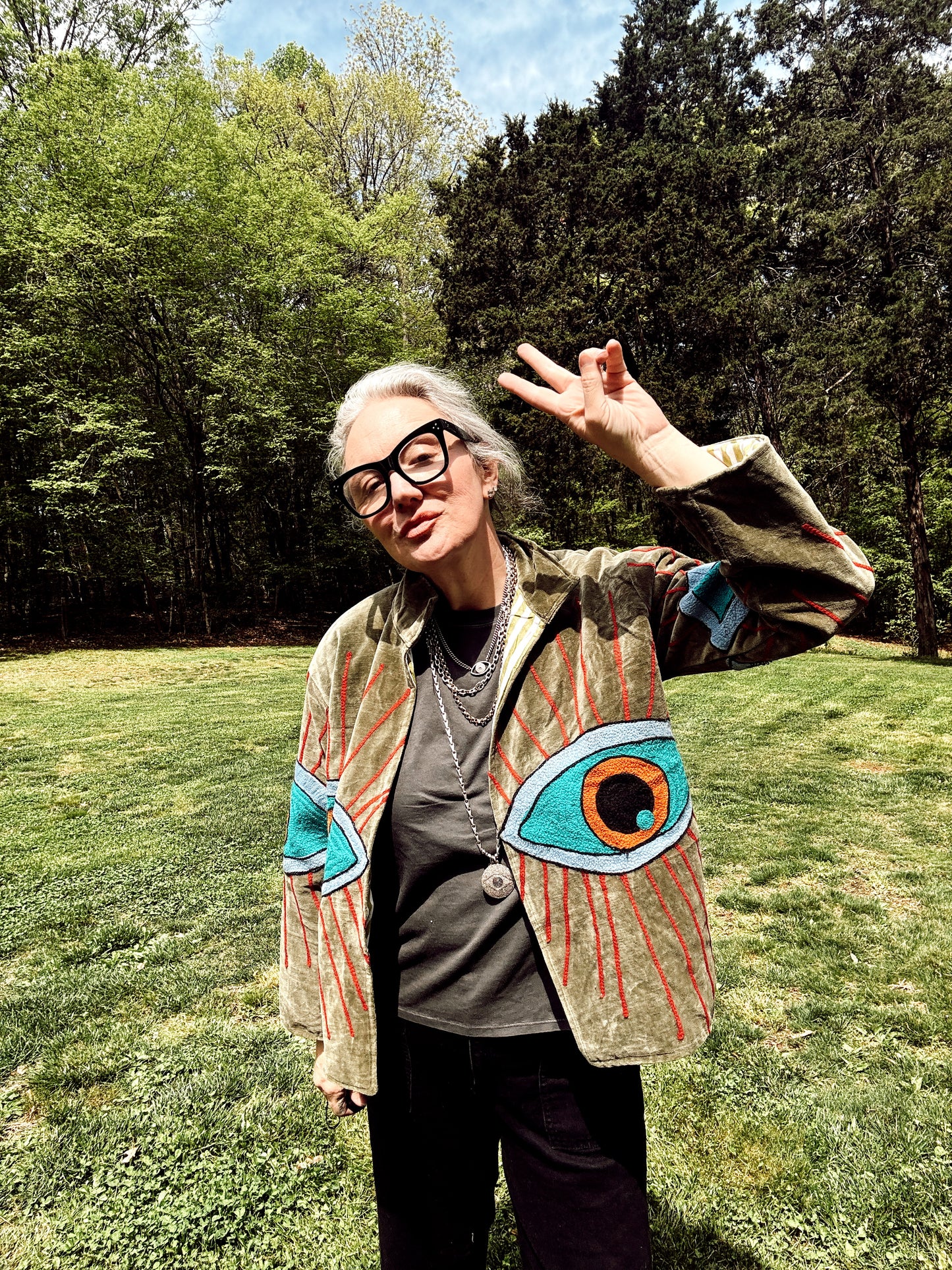 Evil Eye Chain Stitched Jacket