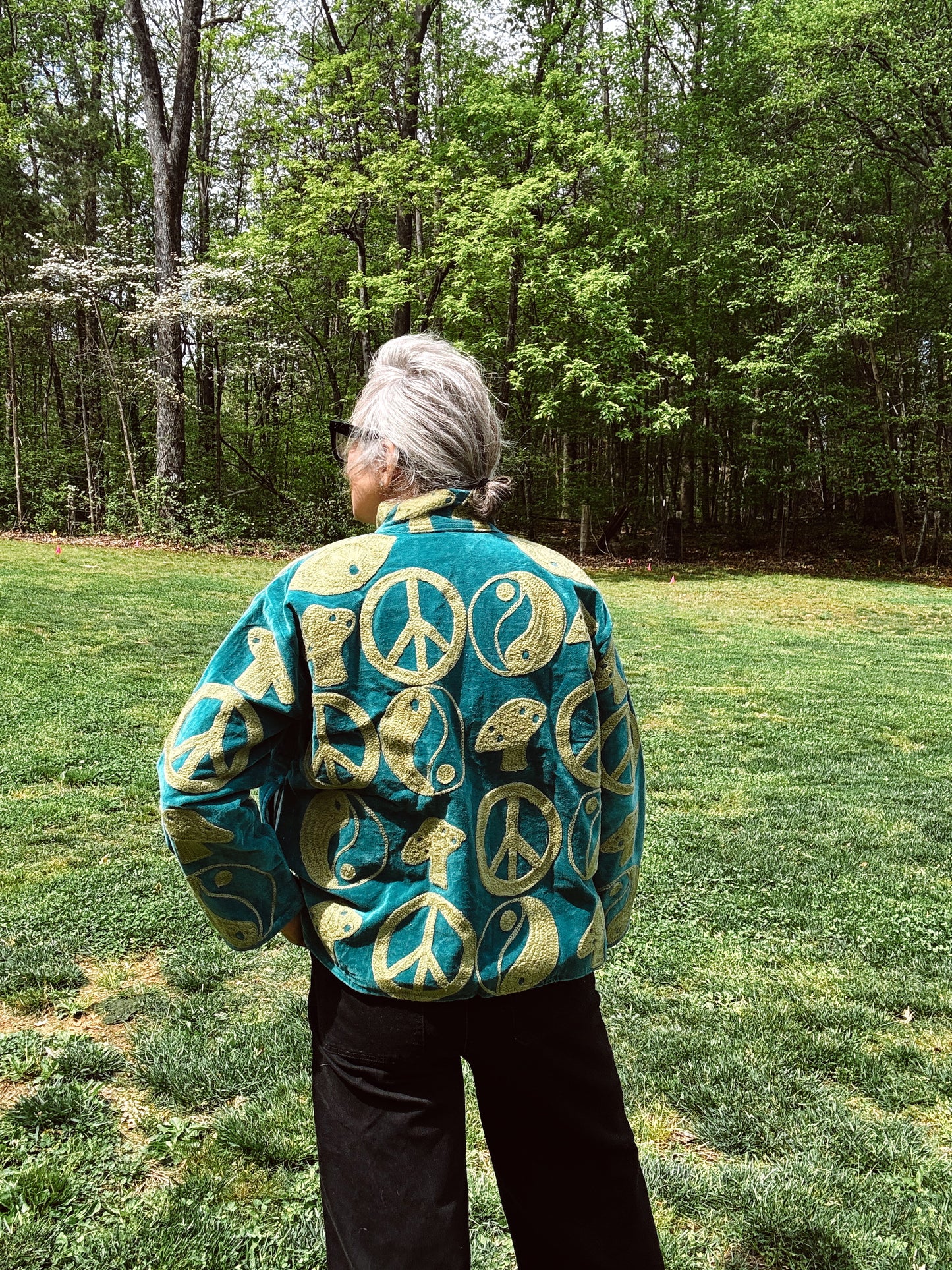 Peace Mushroom Chain Stitched Jacket