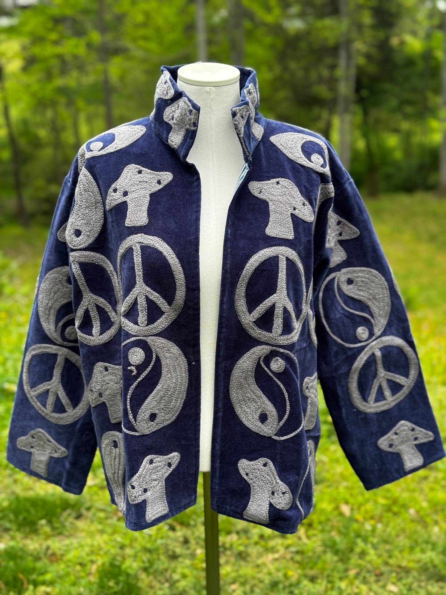 Peace Mushroom Chain Stitched Jacket