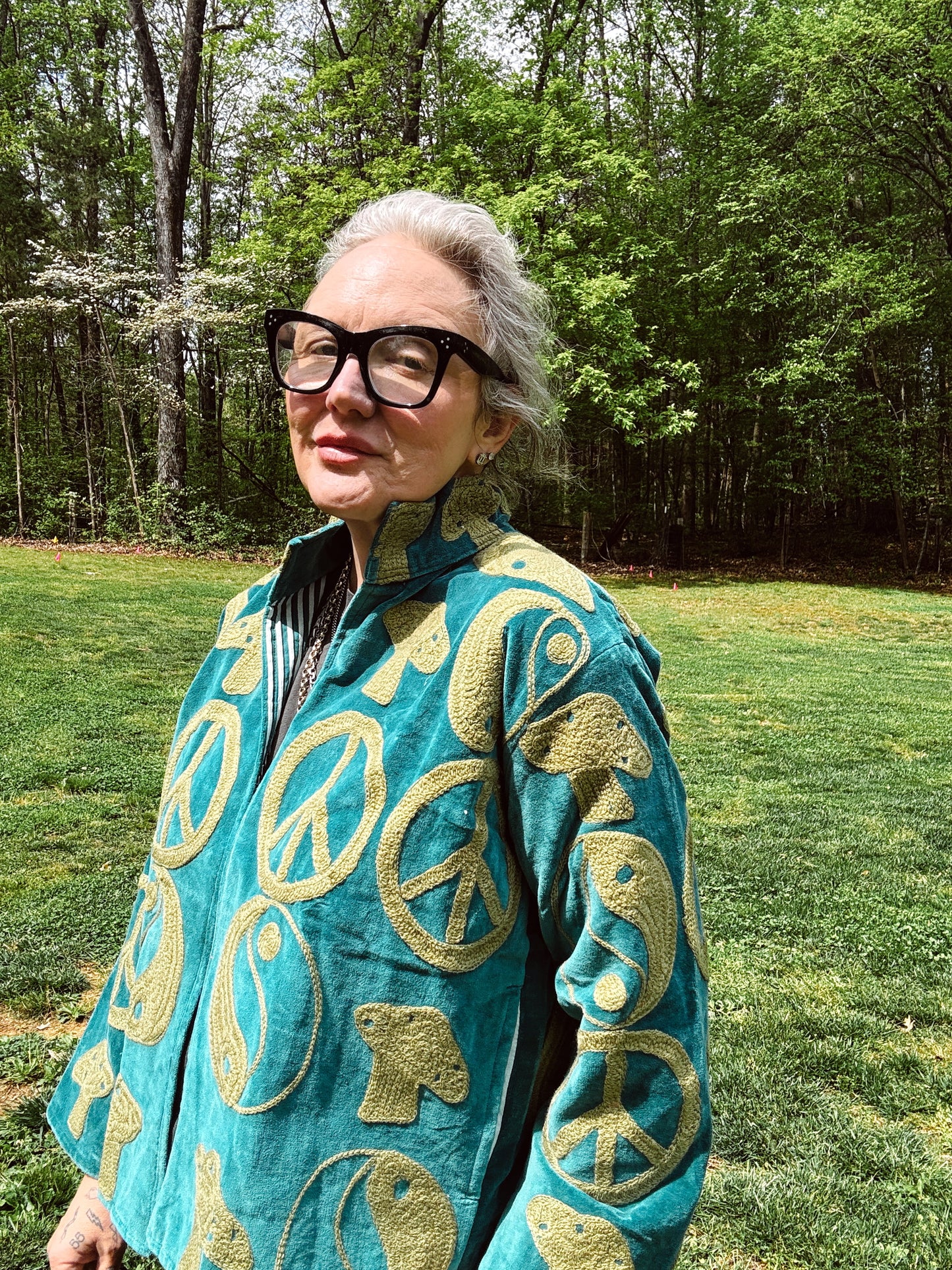 Peace Mushroom Chain Stitched Jacket