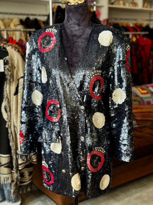 Vintage Double Breasted Full Sequin Blazer