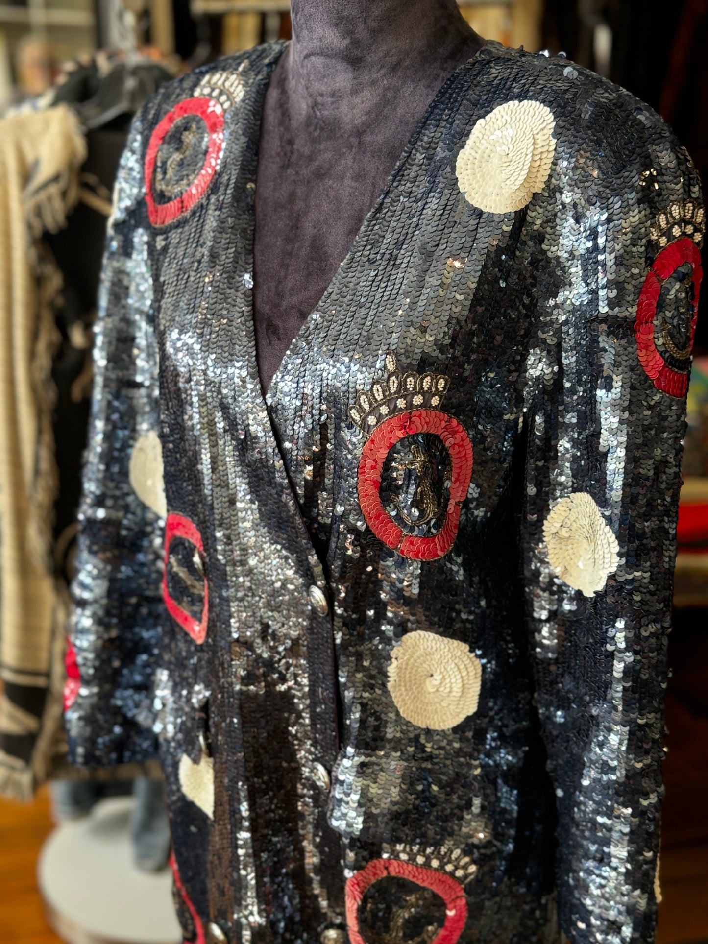 Vintage Double Breasted Full Sequin Blazer