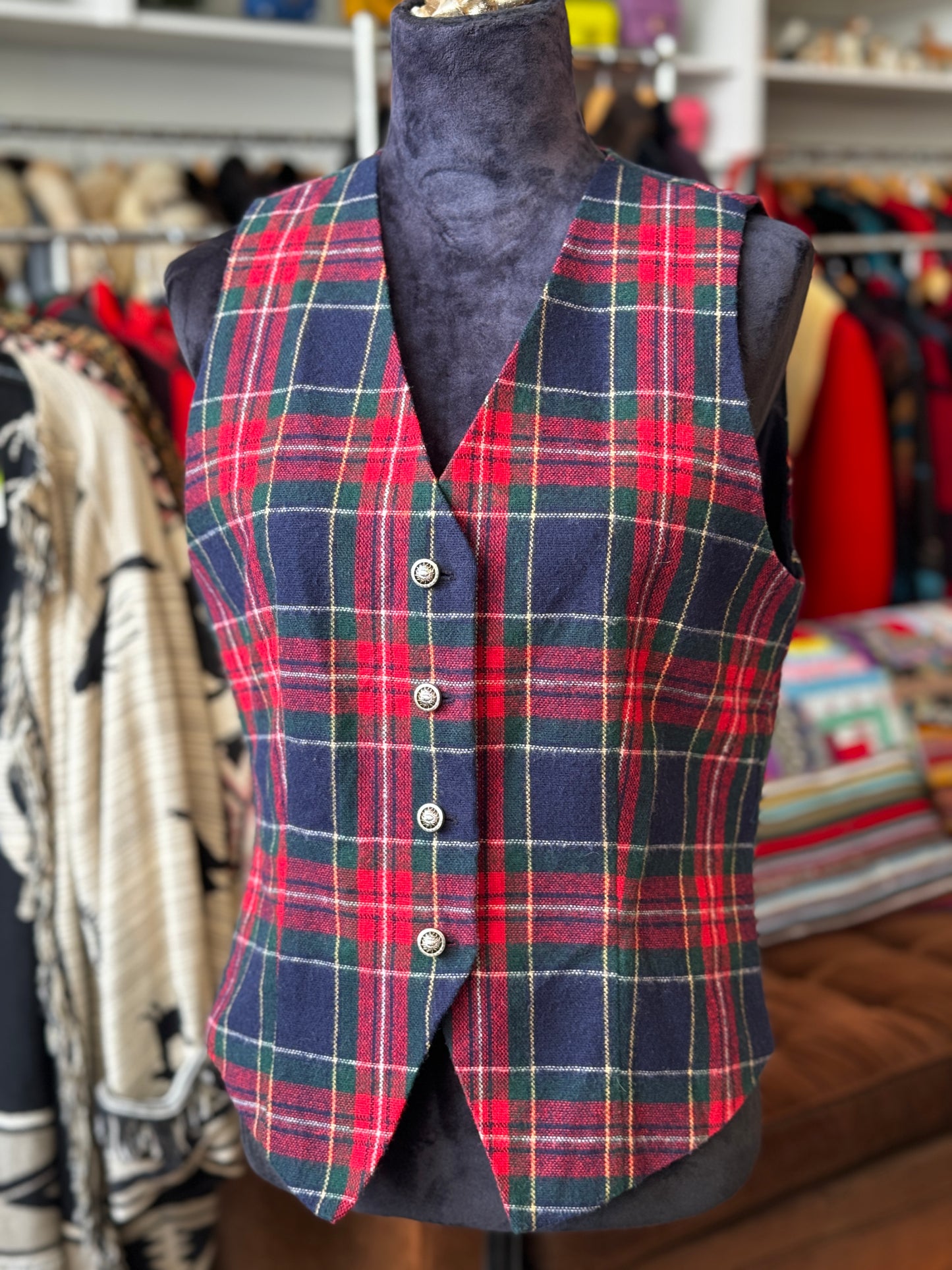 Vintage 80's Wool Plaid Vest