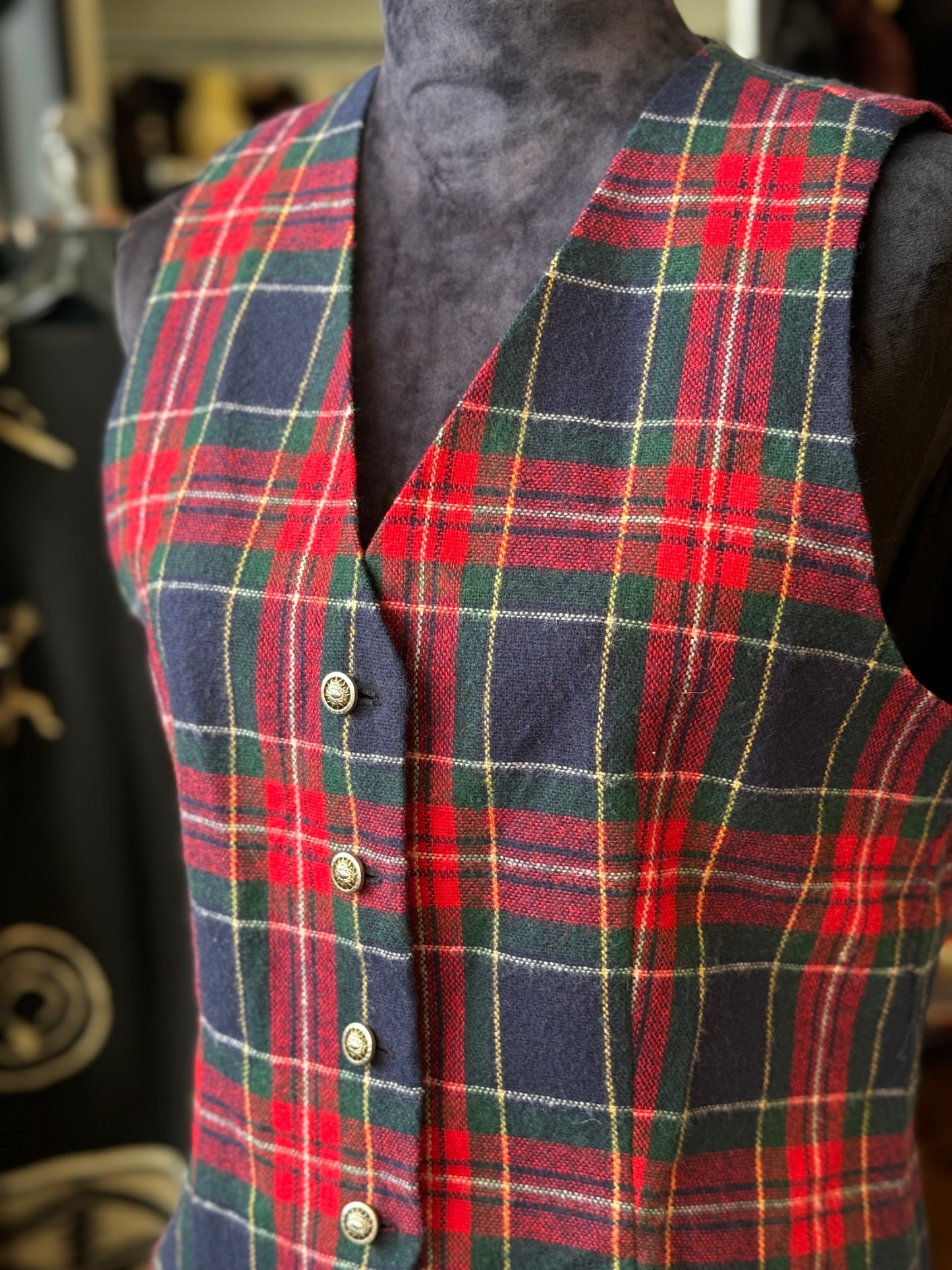 Vintage 80's Wool Plaid Vest